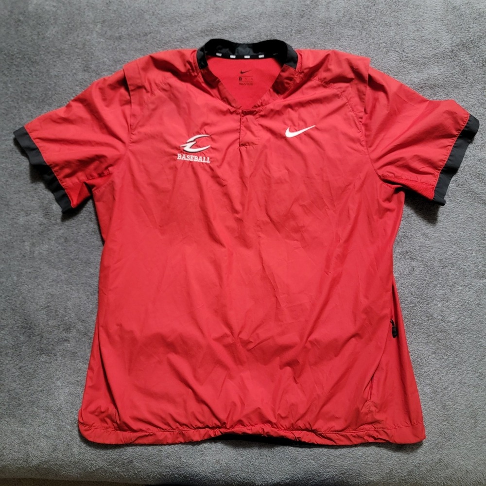 Nike Men's Short‎ Sleeve Windbreaker  Red  With C Baseball Logo Size XL